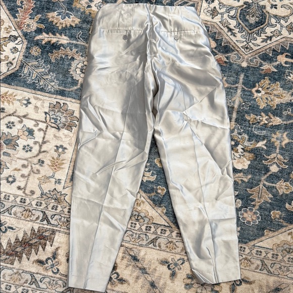 Theory 6 Ice Grey 100% Silk Trousers Shantung Twill Slim Taper Pant - Picture 6 of 16